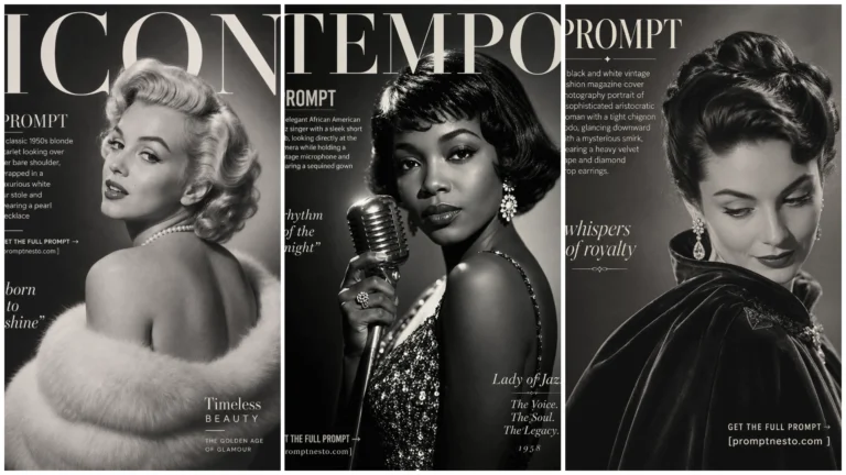 Top 10 Prompts For Vintage B&W Hollywood Magazine Covers