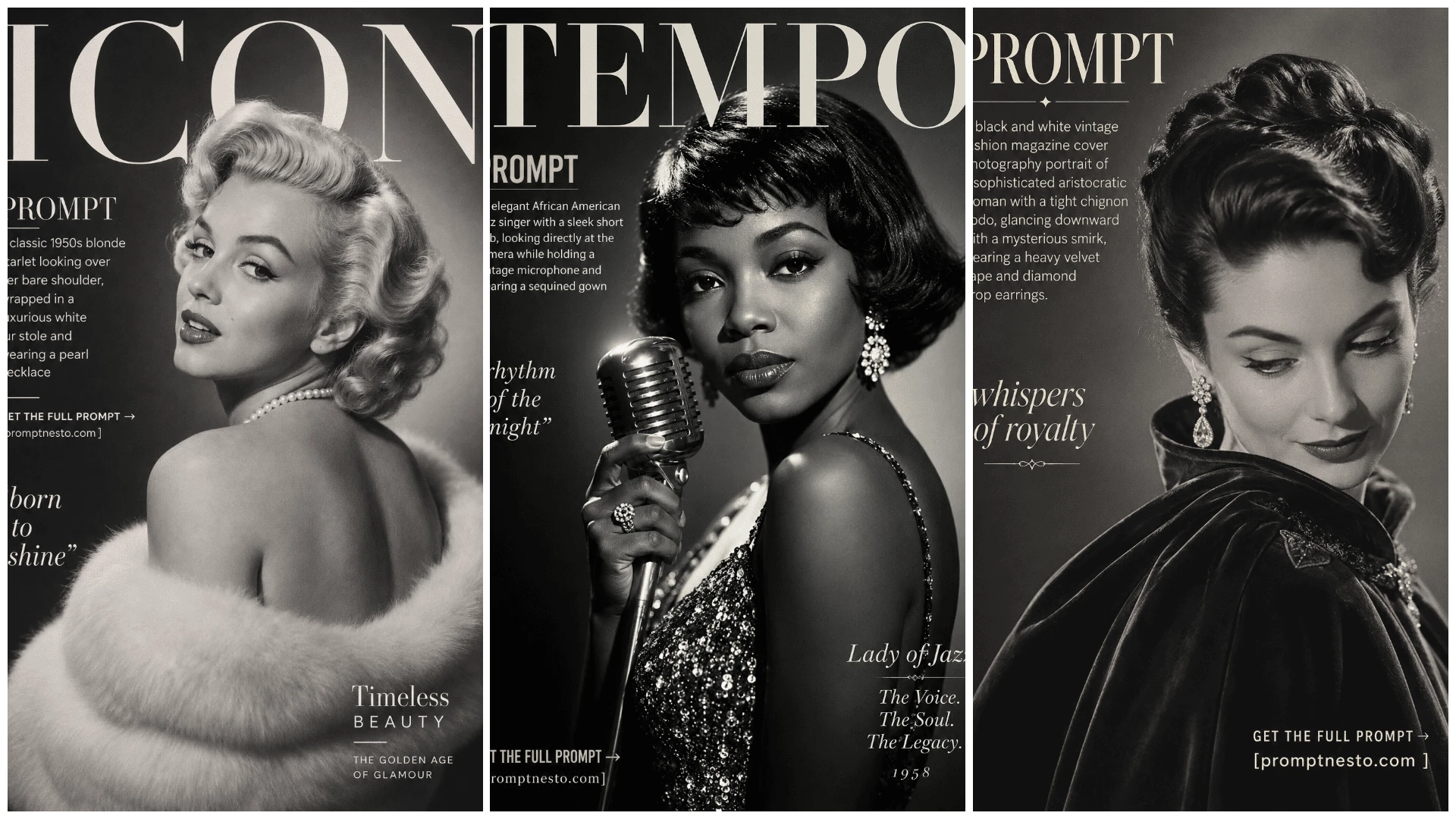 Top 10 Prompts For Vintage B&W Hollywood Magazine Covers