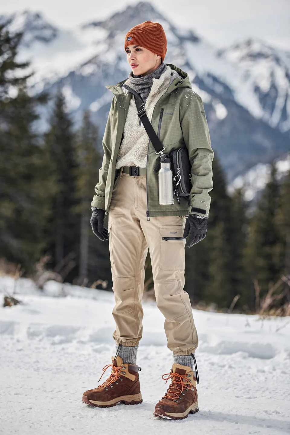 Snowy Trail Hiking Outfit