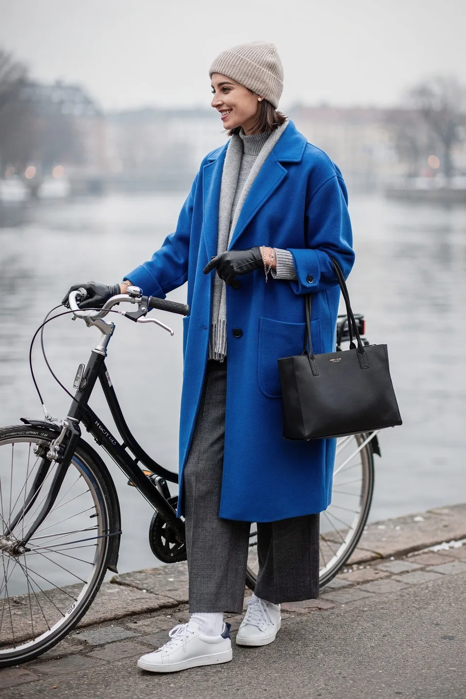 Cobalt Blue Coat City Commute Look