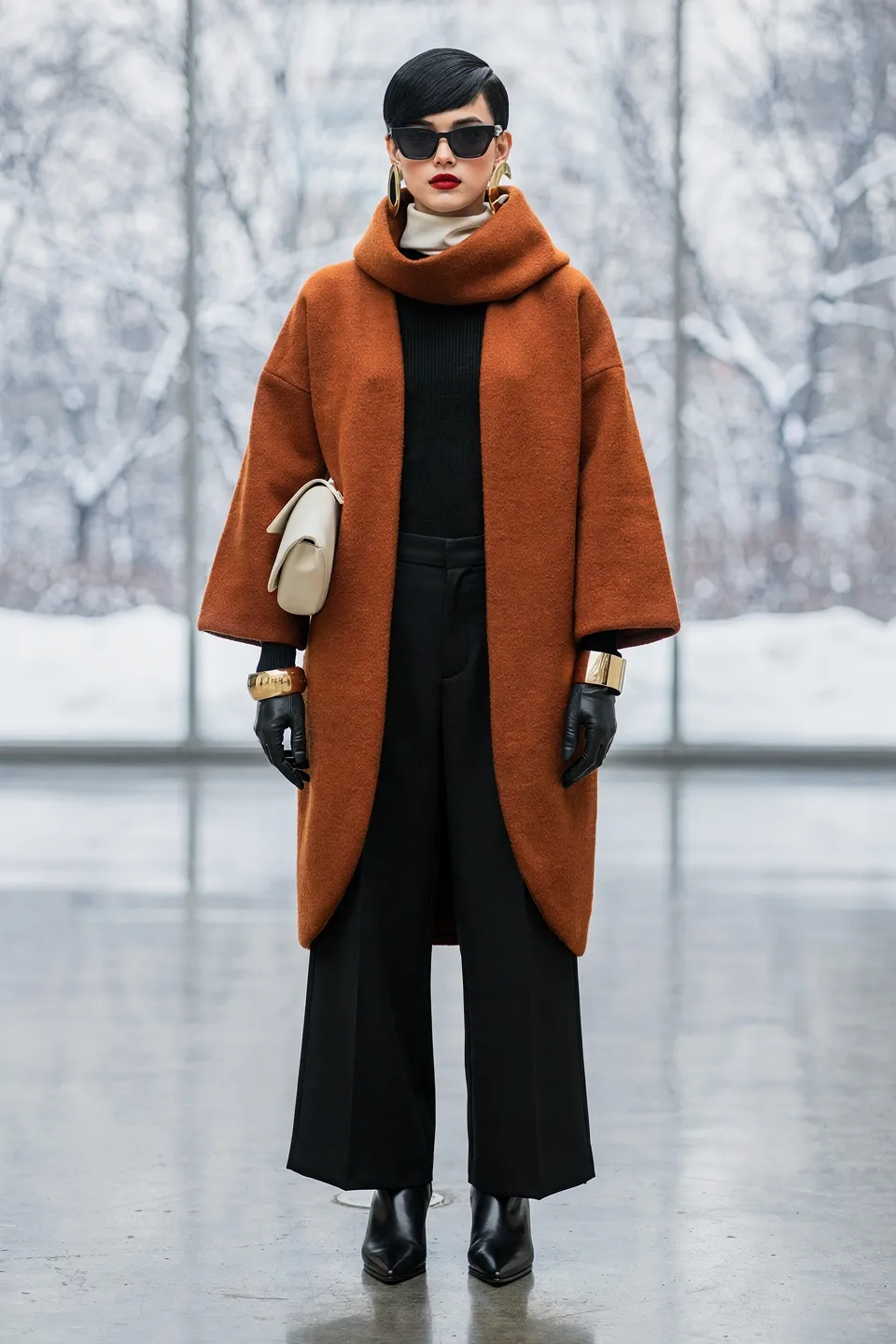 Rust Cocoon Coat Gallery Look