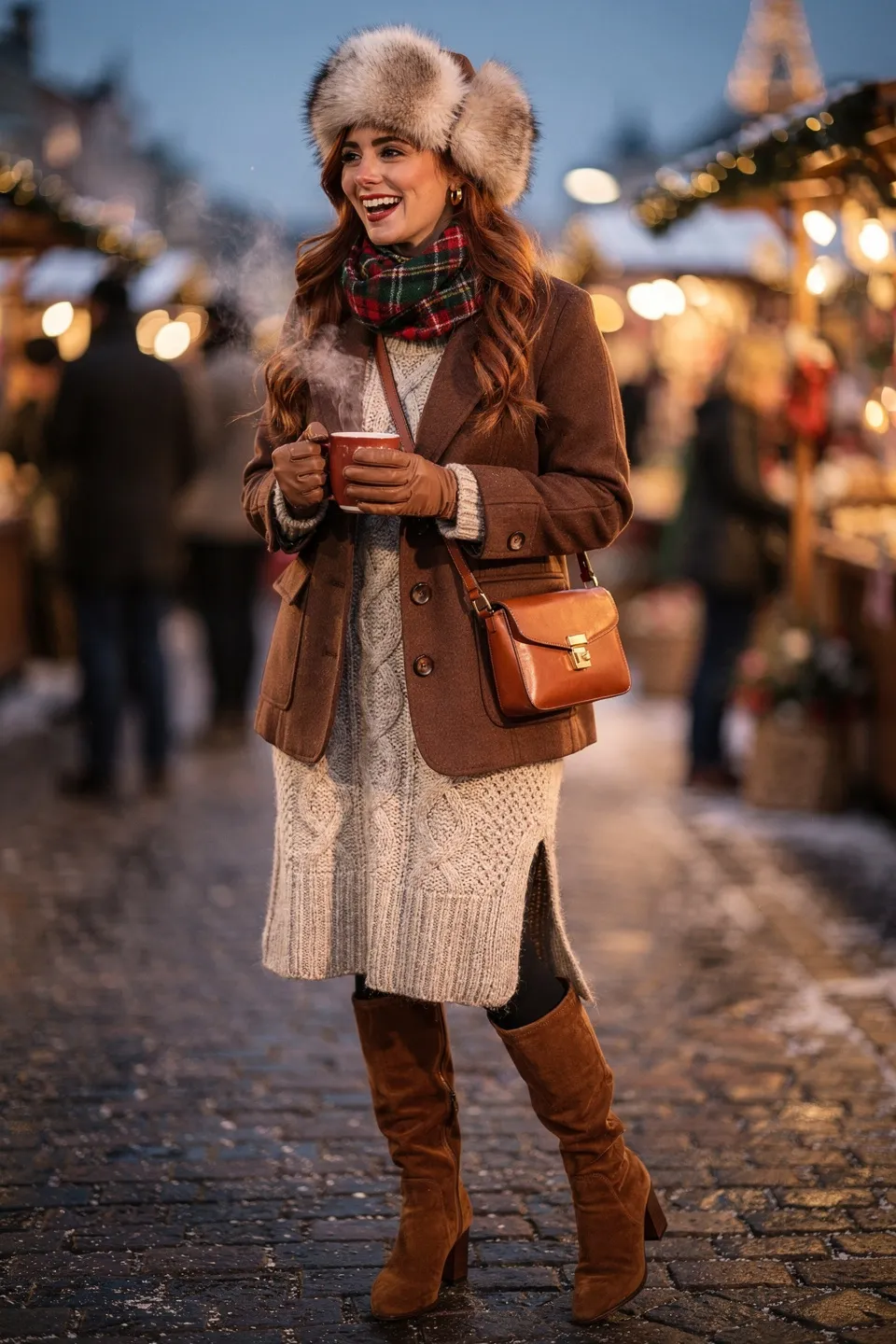 Christmas Market Sweater Dress Look